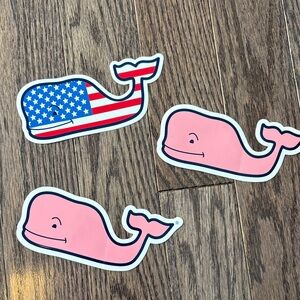 Vineyard Vines Pink and American Flag Whale Stickers